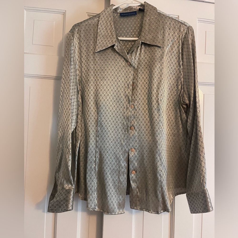 Karen Scott Gold Patterned Men's Shirt